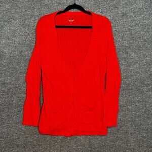 J.Crew Sweater Womens Large Orange Linen Cardigan‎ Button Front Lightweight